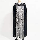 economico Lunghezza del pavimento-Abito con mantello A-Line madre della sposa elegante scollo rotondo cristalli lunghezza sul pavimento maniche lunghe con ricami in pizzo