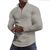 economico Felpe di base-Per uomo Felpa a nido d&#039;ape Felpa con cappuccio e zip Felpa con zip Rosso bordeaux Nero Bianco Verde militare Cachi Colletto Mao Semplice Con zip Zip a un quarto Testurizzato Sport &amp; Outdoor Casuale