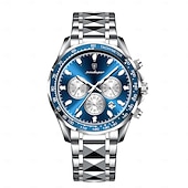 olcso Quartz órák-Férfi Kvarc Óra Luxus Nagy Dial Üzleti Lumineszcens Naptár Dátum Hét Vízálló Rozsdamentes Acél Óra