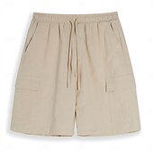economico Vacanza-Per uomo Pantaloncini cargo Shorts Shorts di Lino Pantaloncini Estivi Shorts da Spiaggia Elastico in vita Coulisse Multi-tasche Semplice Lunghezza al ginocchio All&#039;aperto Casuale Quotidiano Vacanza