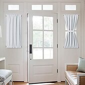 tanie Zasłony drzwi-Zasłony okienne blackout wiejskie zasłony izolujące termicznie redukujące hałas prywatne zasłony z faux lnu do patio/drzwi francuskich/szklanych 1 panel