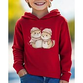 billiga Pojkens 3D-djur-Pojkar 3D Djur Huvtröja Långärmad Vår Höst Mode Streetwear Barn 4-12 år Huva Utomhus Ledigt Dagligen Normal