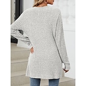 abordables Cardigans et vêtements d&#039;extérieur-Femmes Pull Cardigan Élégant Mode Streetwear Couleur Unie Ouvert devant Avec Poches Tricoté manche longue Hauts Réguliers Tricoter Extérieur Quotidien Week-end Rose Claire Bleu Automne Hiver