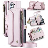 baratos Capa Samsung-telefone Capinha Para Samsung Galaxy Z Fold Capa para Cartão Wallet com cordão com pulseira Pata de Apoio TPU Couro PU