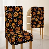 preiswerte Halloween Küche-Halloween-Esszimmerstuhlbezug mit Totenkopfmuster, Festival-Tischdekor, Verkleidungsrequisiten zur Dekoration