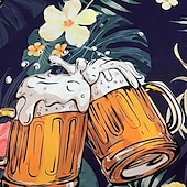 halpa Ruoka &amp; Juomat-Miesten Oktoberfest-olut Trooppiset kukat Paita Kuubalainen paita Button Up paita Lyhythihainen Havaijilainen Loma Pyhäpäivä Ranta-asut Kesä Kevät Camp Collar -paita 3D-tulostus Tumman sininen