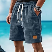 baratos Shorts de moletom-Homens Calções Waffle Shorts de moletom Calção Bermudas Shorts de praia Bolsos Com Cordão Cintura elástica Tecido Conforto Esportes Comprimento do joelho Ao ar livre Diário Férias Estilo Clássico