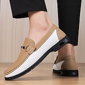 cheap Men&#039;s Slip-ons &amp; Loafers-Men&#039;s Green and White Faux Leather Moccasin Loafers Fashion Slip-On Driving Shoes for Casual Wear and Spring Outfits