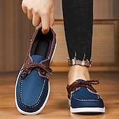 economico Casuale-scarpe da barca da uomo bicolore nere e bianche con design classico allacciato, comode ed eleganti, ideali per gite in spiaggia, abbigliamento casual ed eventi estivi
