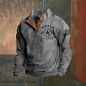 voordelige Basis Sweatshirts-Voor heren Sweatshirt Zwart Leger Groen Marineblauw Bruin Donkergrijs Opstaande boord Grafisch Afdrukken Lapwerk Dagelijks Feestdagen Uitgaan Polyester Streetwear Casual Herfst Winter Kleding Hoodies
