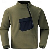 baratos camisolas de lã-Homens Moletom com zíper Moletom Zip Moletom de lã Tático Preto Verde Tropa Cinzento Colarinho Clerical Tecido Zip Up Bolso frontal Desportos e Ar livre Casual Diário Roupa de rua Legal Roupa de