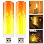 cheap Decorative Lights-4 Pcs simulation flame lamp candle lamp dynamic flame lamp bedside mini Usb atmosphere lamp small night lamp Halloween Christmas decoration lights