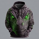abordables conjuntos de sudadera con capucha estampada para hombre-Hombre Dragón 3D Sudaderas Sudadera Sudadera Sudadera con capucha Cuello Barco Fresco Impresión 3D Discoteca Ropa de calle Amarillo Rojo Correa Otoño Invierno Diseñador