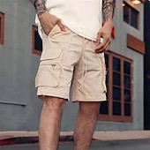 economico All&amp;#39;aperto-Per uomo Pantaloncini cargo Shorts Pantaloncini Estivi Coulisse Elastico in vita Multi-tasche Patchwork Comodità Indossabile Lunghezza al ginocchio All&#039;aperto Sport Quotidiano Moda Casual Nero Bianco