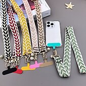 economico Lanyards e cinturini da polso per telefono-tracolla per cellulare con corda appesa, tracolla con foglia di rattan ricamata, catena appesa, ciondolo con perla, cordino regolabile per il collo, corda intrecciata a mano