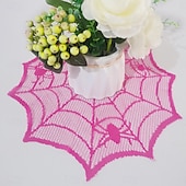お買い得  ハロウィンキッチン-ハロウィーンの黒いレースの蜘蛛の巣のテーブルマット、蜘蛛の巣模様のプレースマット、あらゆる機会に使えるホームアクセサリー