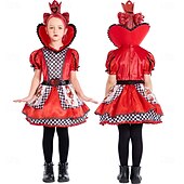 voordelige Meisjeskostuums-Alice in Wonderland Sprookje Hartenkoningin De rode koningin Venijn Jurken Kostuum Verhaalboekpersonages Cosplay Film cosplay for Voor meisjes Kinderen Halloween Carnaval Wereldboekendag Prestatie