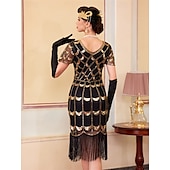 levne Šaty-Retro Řvoucí 20s 20. léta 20. století Bubenové šaty Šaty Úbory Velký Gatsby Svatební host Flitry Třásně Maškarní kostým Dámské Vánoce předvečer Všech svatých Karneval Párty a večer Svatební hostina