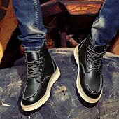 cheap Work Boots-Men&#039;s Brown Lace-up Work Boots with Contrast Stitching and Cushioned Sole, Classic Casual Style for Outdoor Work, Hiking and Daily Wear