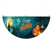 baratos tapeçarias de parede de halloween-Bandeira de fã de Halloween, bandeirinhas, bandeira para áreas externas, para pendurar em cercas de quintal de Halloween, bandeira de abóbora assustadora, decoração de mesa, decoração de quarto de outono, decoração estética de festa de aniversário de Hall