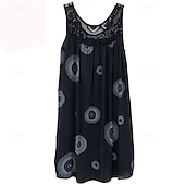 preiswerte Ausgefallene Kleider-Damen Langes Kleid Maxikleid Freizeitkleid Schwingkleid Sommerkleid Unterkleid Mode Modern Täglich Strand Wochenende Normale Passform Grafik Ärmellos Rundhalsausschnitt Schwarz Weiß Gelb Wein Sommer