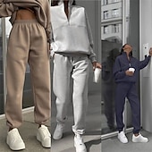 זול חליפות ספורט-בגדי ריקוד נשים אימונית מכנסי טרנינג סווטשירט עם סווטשירט כיס עם רוכסן אחיד חליפות בגדים סתיו שחור ורוד חדר כושר להתאמן ספורטיבי עמיד שרוול ארוך ספורט לבוש אקטיבי מיקרו-אלסטי רגיל