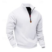 abordables Sudaderas Básicas_-Hombre Sudadera Sudadera con un cuarto de cremallera Albaricoque Negro Blanco Vino Rojo Media cremallera Plano Deporte Diario Festivos Poliéster Ropa de calle Básico Casual Primavera Otoño Ropa