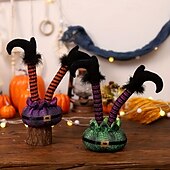 お買い得  ハロウィンの吊るし飾りとテーブルトップ装飾-ハロウィーンの逆さまのエルフの脚の卓上装飾、折り曲げられる不気味なシーンの小道具、お化け屋敷のホラーディスプレイの装飾