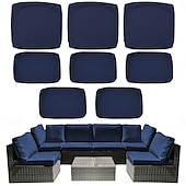 cheap Patio Cushions Cover-8pcs Outdoor Cushion Slipcovers Outdoor Patio Cushions Covers Replacement  Include 5 Backrests and 3 Cushions  Waterproof with Zipper for 3-Seat Rattan Sofa Patio Furniture Cushion Covers Covers Only