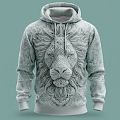 abordables Imprimé animalier-Homme 3D Sweats à capuche Sweatshirt Vêtements d&#039;extérieur Sweat à capuche Col ras du cou Frais Impression 3D Club Vêtements de rue Jaune Rose Claire Cordon de serrage 3D Automne Hiver Designer