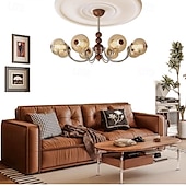 cheap Chandeliers-French Mid - Century Wood &amp; Glass Chandelier, American Retro, Multi - Room Elegance
