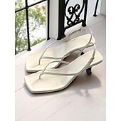 お買い得  ドレスサンダル-レディース ブラウン T ストラップ キトンヒール サンダル - カジュアルなデートや普段の装いにぴったりのシックなオープントゥ スリングバック デザイン
