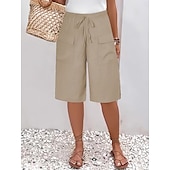 economico Pantaloncini-Per donna Chinos Shorts Essenziale Casual Lunghezza al ginocchio Vita Alta Semplice Fascia Elastica Comodo Morbido Confortevole Micro-elastico All&#039;aperto Streetwear Nero Arancione Verde Cachi Estate