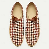 cheap Statement Shoes-Men&#039;s Houndstooth Jacquard Fabric Loafers – Stylish Vintage Casual Shoes for Daily Walking, Weekend Outings, Bavarian Beer Festivals and Comfortable Everyday Wear