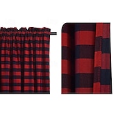 billiga Dörrgardiner-Franska dörrgardiner med stångficka gingham gardin för dörrar fönster draperier dörrgardinpaneler med glasfönster köks- och altandörrar för avskildhet