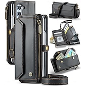 baratos Capa Samsung-telefone Capinha Para Samsung Galaxy Z Fold Capa para Cartão Wallet com cordão com pulseira Pata de Apoio TPU Couro PU