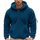 abordables pulls molletonnés-Homme Sweat à capuche zippé Sweat à capuche Sweat-shirt zippé Sweat à capuche en polaire Noir bleu marine Kaki Gris À capuche Uni Zip Up Sport &amp; Loisir Occasionnel Quotidien Streetwear Frais