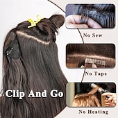 abordables Clip dans les extensions-Extensions de cheveux bouclés à clipser 4 pièces postiches synthétiques épais et longs ondulés avec double trame en fibre pour cheveux de femme tête complète