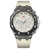 halpa Kvartsikellot-MINI FOCUS Miesten Kvartsikello ylellinen suuri kellotaulu liiketoimintakello luminoiva kalenteri päivämäärä viikko vedenkestävä silikonigelipohjainen kello