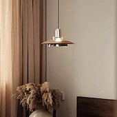 billige Pendellys-retro middelaldermetall &amp;UFO-pendellampe i tre, mid-century, til spisestue/soverom
