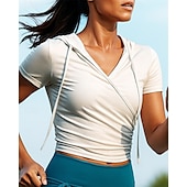 preiswerte Lauf-T-Shirts &amp; Tanktops-Damen Wanderhemd Wanderspitze Gerüschtes Oberteil Kurzarm V Ausschnitt Oberteil Außen Atmungsaktiv Schnelltrocknend Feuchtigkeitsableitend Leicht Nylon Schwarz Weiß Rosa Tennis Golfspiel Laufen