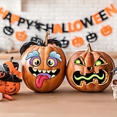 ieftine Autocolante de Halloween-10 buc autocolante decorative cu dovleci de Halloween, creați mini autocolante cu fețe de dovleac pentru copii și copii mici, cadouri de Halloween pentru petreceri de tip „trick or treat” și
