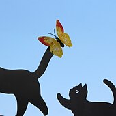 preiswerte Halloween Außen Dekor-3 Stück Halloween Schwarze Katze Metallschild mit Zubehör, Gartenstecker Dekoration für den Rasen, gruselige Katzensilhouette für Halloween Party Dekor