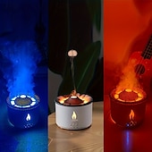 cheap Bedside Lamp-Volcanic Flame Aroma Diffuser with LED Night Light - Portable Essential Oil Humidifier Auto Shut-Off 2 Color Modes Ideal for Home &amp; Office