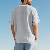 economico camicie casual da uomo-Per uomo Camicia Camicia Estiva Camicia casual Camicia da Spiaggia Camicia con Bottoni Nero Bianco Blu marino Kaki Grigio chiaro Manica Corta Semplice Scollo a V Vacanza Camicia hawaiana Abbigliamento