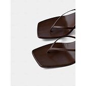 お買い得  ドレスサンダル-レディース ブラウン T ストラップ キトンヒール サンダル - カジュアルなデートや普段の装いにぴったりのシックなオープントゥ スリングバック デザイン