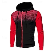 economico felpe con cappuccio da uomo di base-Per uomo Felpa con cappuccio Felpa con cappuccio a zip intera Bianco Rosso Blu Grigio scuro Con Cappuccio Blocco di colori Patchwork Tasca Sport &amp; Outdoor Quotidiano Ferie Poliestere Streetwear