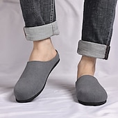 cheap Men&#039;s Clogs &amp; Mules-Men&#039;s Khaki Backless Mule Loafers – Minimalist Slip-On Comfort Shoes with Soft Faux Suede for Indoor Lounging Casual Errands and Summer Relaxation