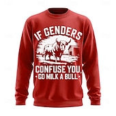 billige 3D-gensere for menn-Herre Grafisk Morsom Slang Genser Mote Daglig Langermet Crew-hals Svart Hvit Crewneck 3D Alle årstider Designer
