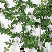 economico Piante e Fiori Artificiali-Ghirlanda di edera artificiale, foglie di vite finte, pianta verde di plastica da appendere, 2 m (78,7&quot;) per la decorazione delle pareti dei ristoranti, vite con foglie finte per la decorazione di